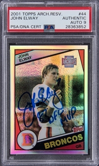 2001 Topps Archives Reserve #44 John Elway Signed & Inscribed Card - PSA Authentic, PSA/DNA 9